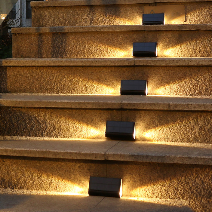Moderno Minimalista Solar Impermeable ABS PMMA Rectangular LED Iluminación de Paisaje Luz Exterior Para Patio Exterior 