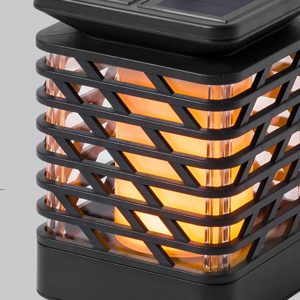 إضاءة خارجية LED على شكل أسطوانة مجوفة بلهب مصنوعة من ABS وPP وPS مقاومة للماء تعمل بالطاقة الشمسية بتصميم بسيط وحديث للحديقة 