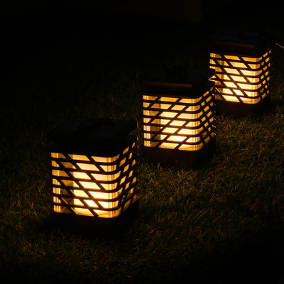 إضاءة خارجية LED على شكل أسطوانة مجوفة بلهب مصنوعة من ABS وPP وPS مقاومة للماء تعمل بالطاقة الشمسية بتصميم بسيط وحديث للحديقة 