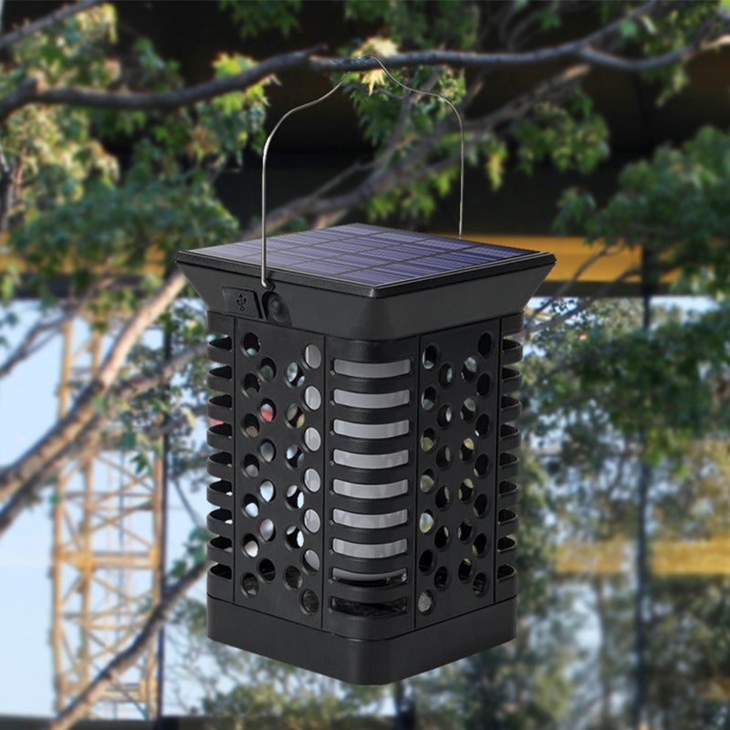 Modern Simplicity Solaire Étanche ABS PS Flamme Cylindre Creux Suspendu Éclairage Paysager LED Lumière Extérieure Pour Jardin 
