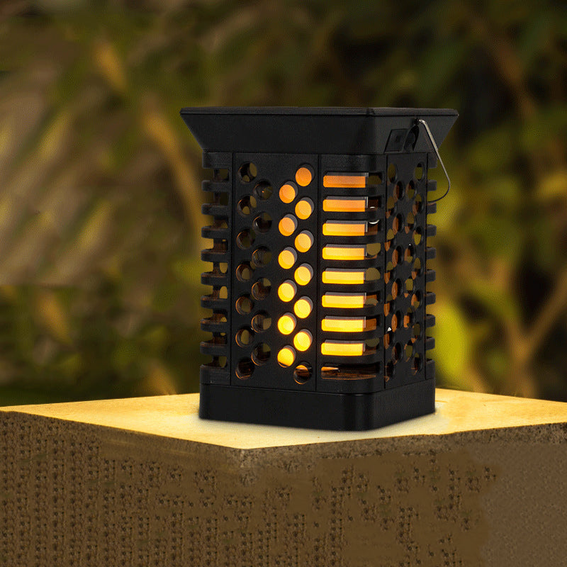Modern Simplicity Solaire Étanche ABS PS Flamme Cylindre Creux Suspendu Éclairage Paysager LED Lumière Extérieure Pour Jardin 
