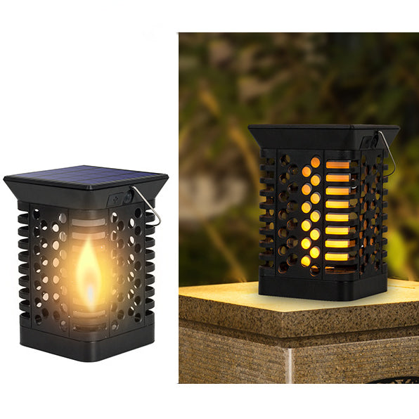 Modern Simplicity Solaire Étanche ABS PS Flamme Cylindre Creux Suspendu Éclairage Paysager LED Lumière Extérieure Pour Jardin 