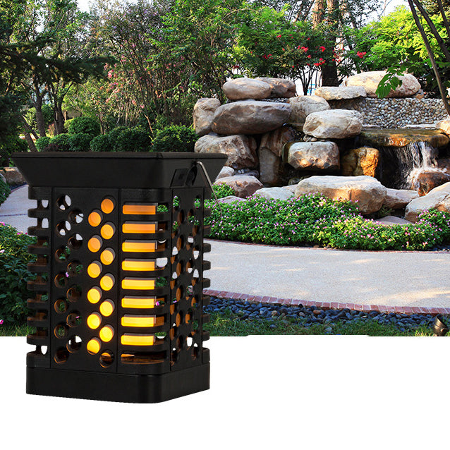 Modern Simplicity Solaire Étanche ABS PS Flamme Cylindre Creux Suspendu Éclairage Paysager LED Lumière Extérieure Pour Jardin 