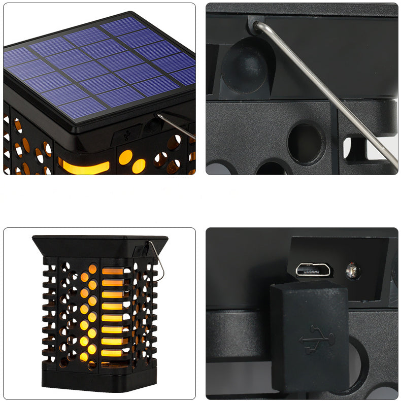 Modern Simplicity Solaire Étanche ABS PS Flamme Cylindre Creux Suspendu Éclairage Paysager LED Lumière Extérieure Pour Jardin 