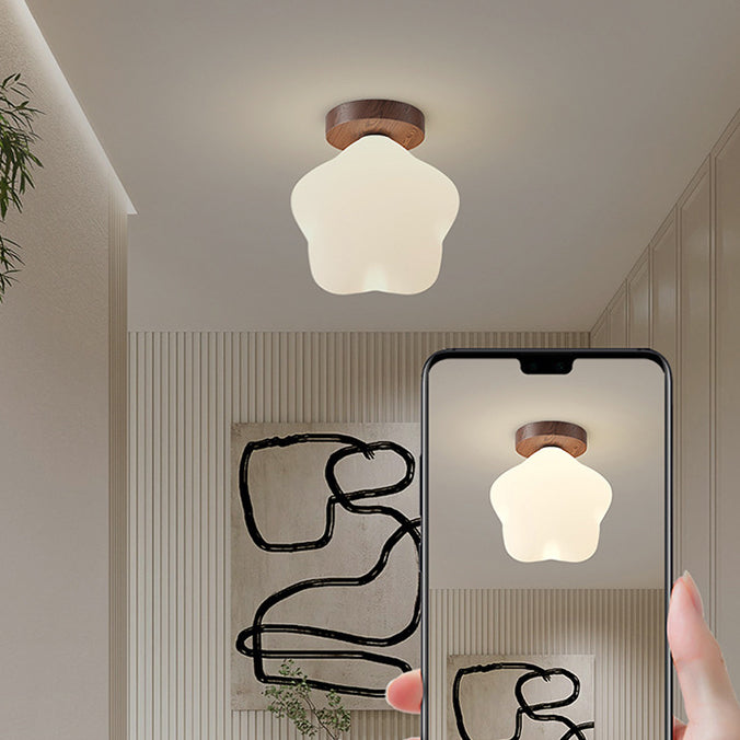 Zeitgenössische skandinavische Gummibaum PE Blume Stern LED Deckenleuchte für Flur 