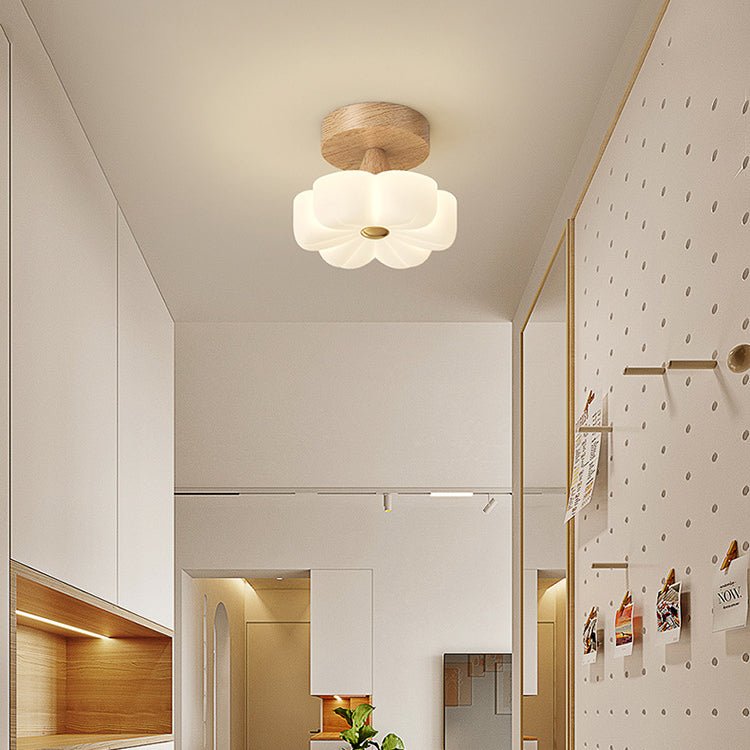 Zeitgenössische skandinavische Gummibaum PE Blume Stern LED Deckenleuchte für Flur 