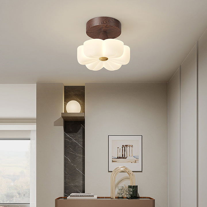 Zeitgenössische skandinavische Gummibaum PE Blume Stern LED Deckenleuchte für Flur 