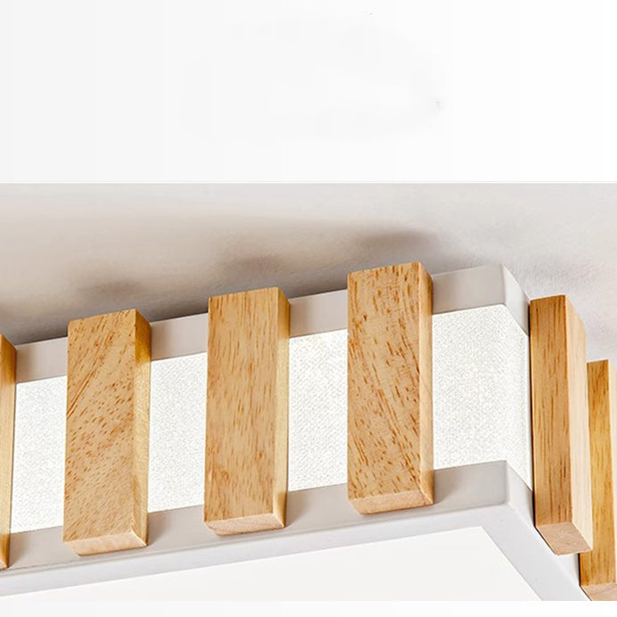 Plafonnier LED rectangulaire carré rond en métal, bois et acrylique traditionnel japonais pour chambre 