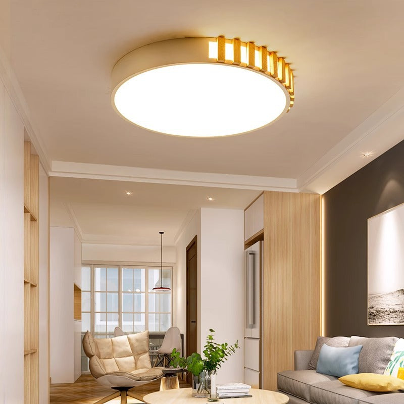 Traditional Japanese Metal Wood Acrylic Rectangular Square Round LED Flush Mount Ceiling Light For Bedroom