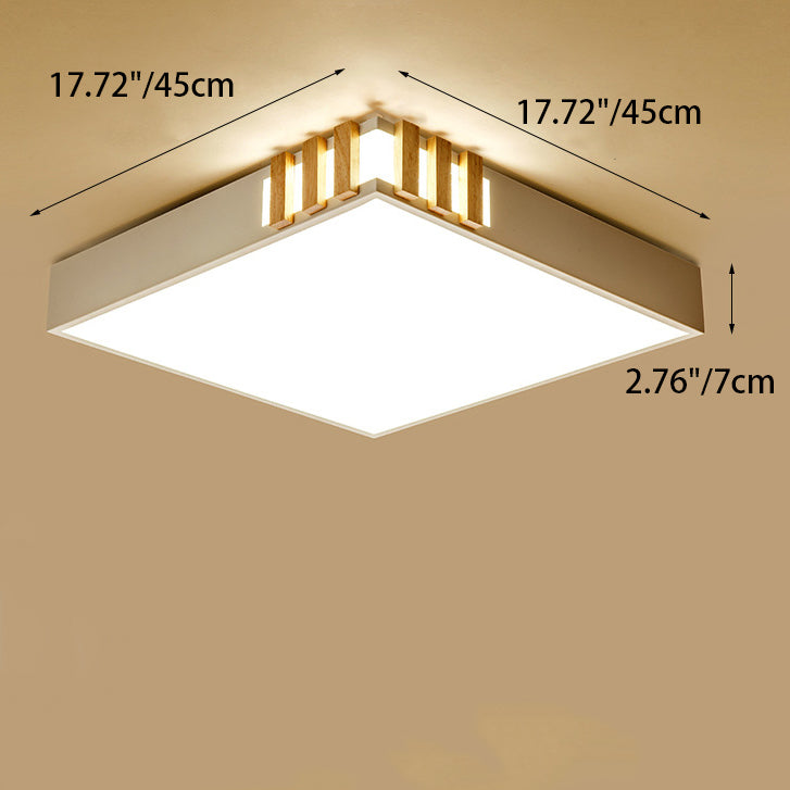 Plafonnier LED rectangulaire carré rond en métal, bois et acrylique traditionnel japonais pour chambre 
