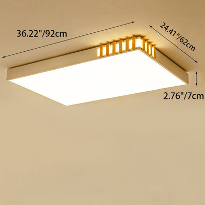 Plafonnier LED rectangulaire carré rond en métal, bois et acrylique traditionnel japonais pour chambre 