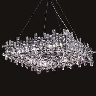 Lustres carrés modernes en cristal en acier inoxydable de luxe 6/9/12/16 lumières pour salon 