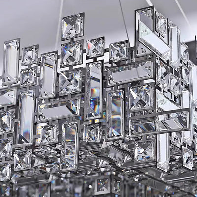 Lustres carrés modernes en cristal en acier inoxydable de luxe 6/9/12/16 lumières pour salon 