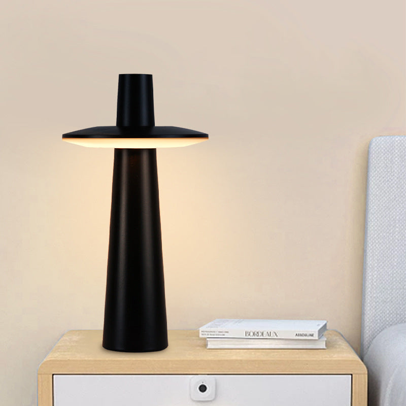 Zeitgenössische nordische wiederaufladbare Touch-Sensor ABS PC runde Säule LED Tischlampe für das Nachttisch 