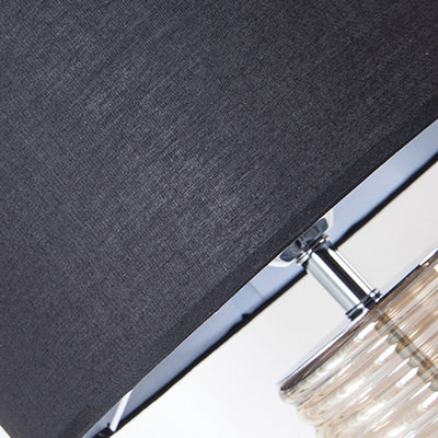 Lampe de table contemporaine rétro en verre et tissu avec cylindre en cristal à 1 lumière pour chevet 