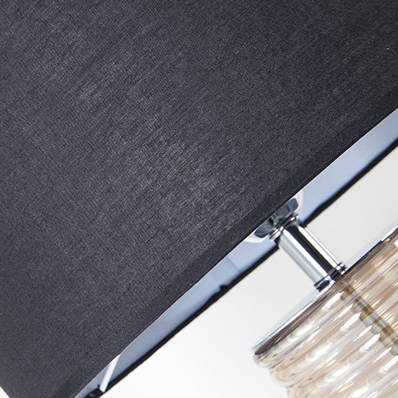 Lampe de table contemporaine rétro en verre et tissu avec cylindre en cristal à 1 lumière pour chevet 