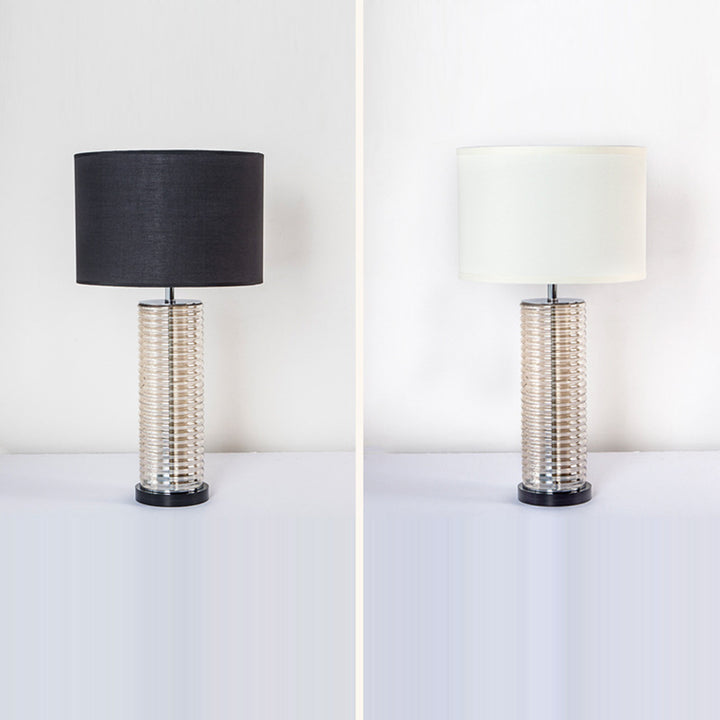 Zeitgenössische Retro Glas Stoff Kristall Zylinder Trommel 1-Licht Tischlampe für das Nachttisch 