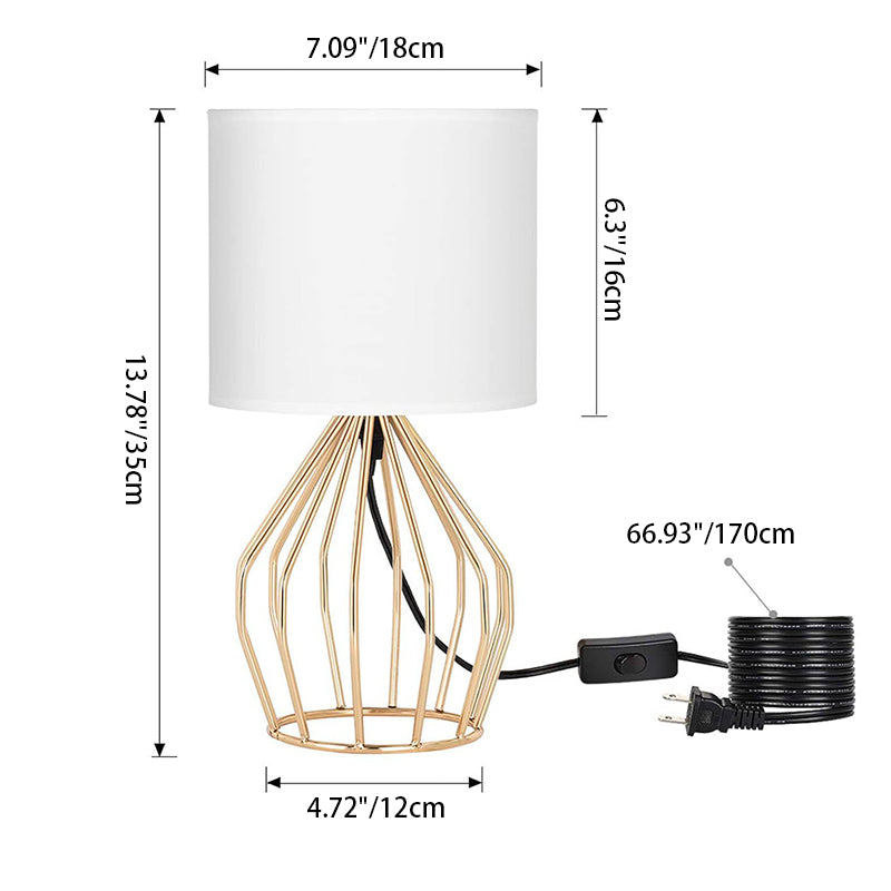 Lampe de table 1 lumière avec base creuse en métal nordique contemporain pour chevet 