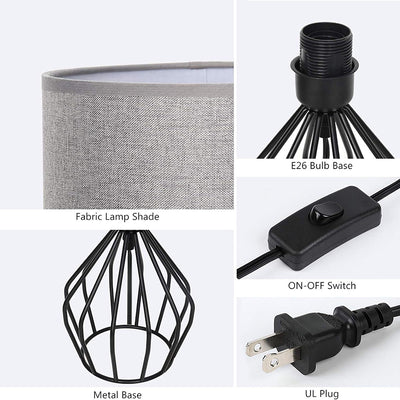 Lampe de table 1 lumière avec base creuse en métal nordique contemporain pour chevet 