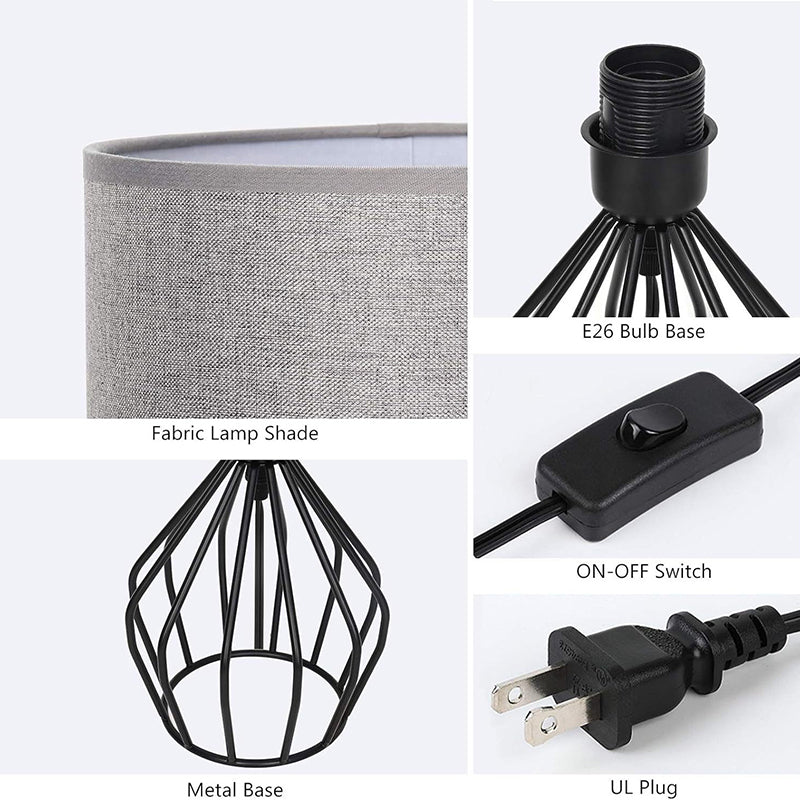 Lampe de table 1 lumière avec base creuse en métal nordique contemporain pour chevet 