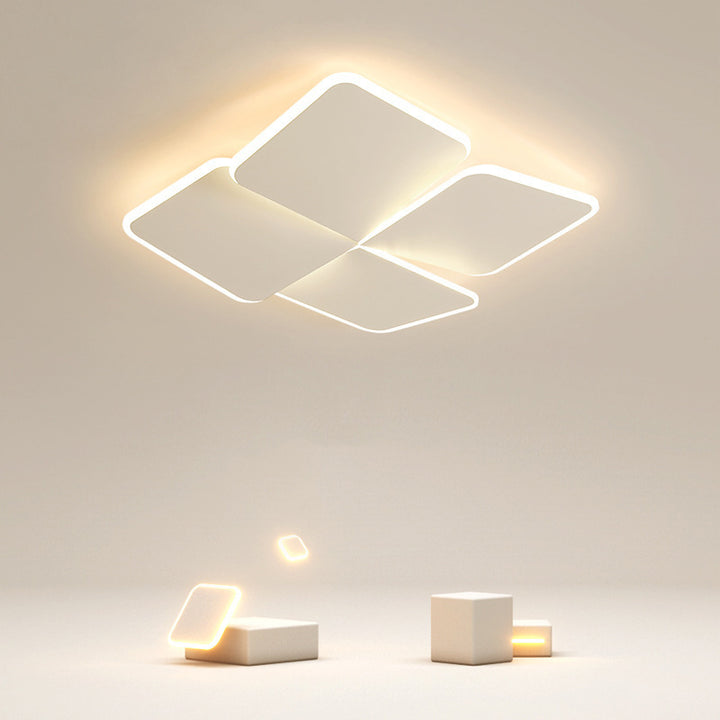 Plafonnier LED carré rond en fer acrylique nordique contemporain pour chambre à coucher 