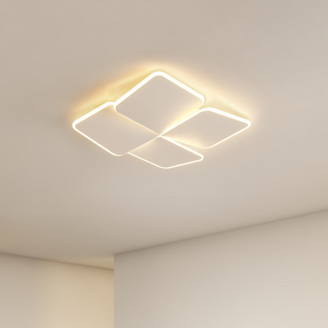 Plafonnier LED carré rond en fer acrylique nordique contemporain pour chambre à coucher 
