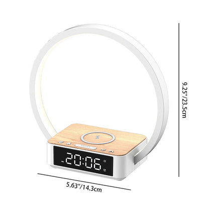 Simplicité Moderne Alliage d'Aluminium ABS Horloge Ronde Chargeur Sans Fil Lampe de Table LED Lumière de Nuit Pour Chevet 