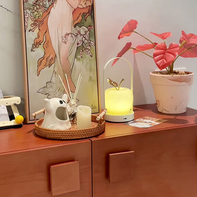 Lampe de table LED portable pour chevet en verre de fer rechargeable créative contemporaine 