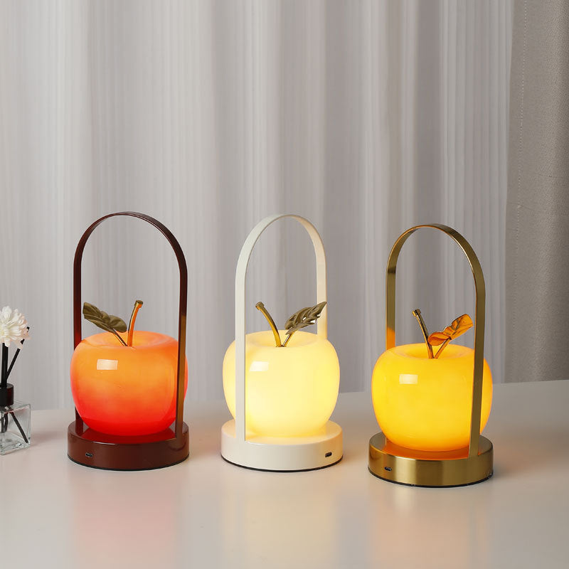 Lampe de table LED portable pour chevet en verre de fer rechargeable créative contemporaine 