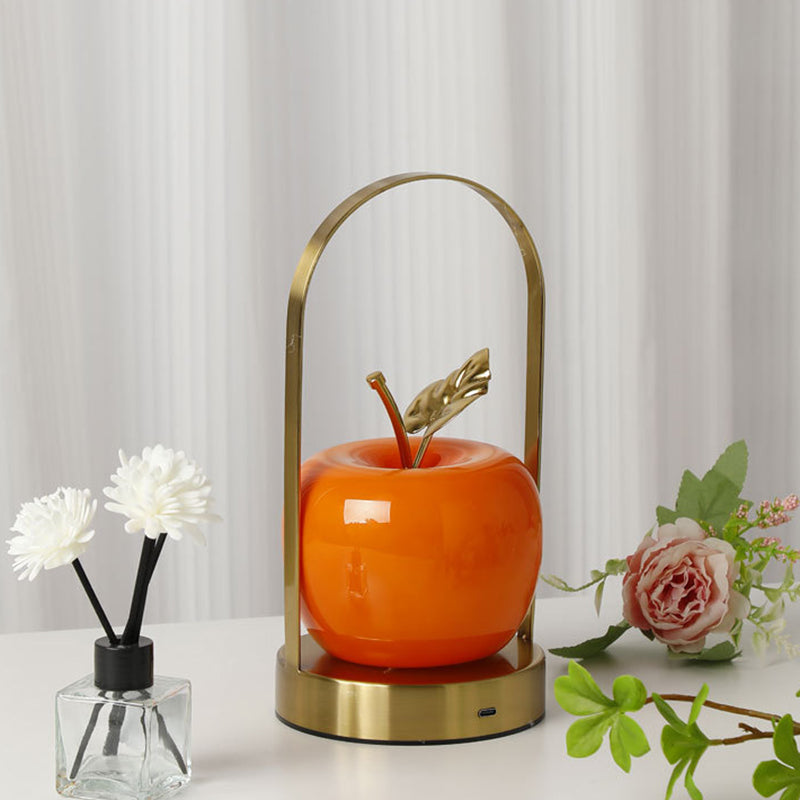 Lampe de table LED portable pour chevet en verre de fer rechargeable créative contemporaine 