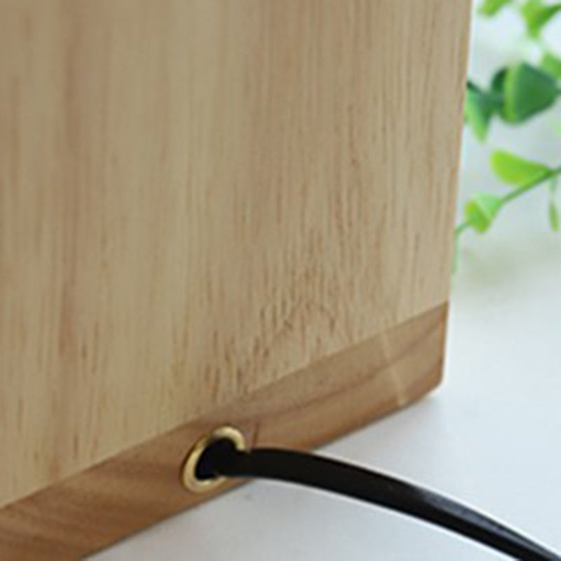 Traditionelle Bauernhaus Metall Gummi Geometrische Linie Zylinder Holz 1-Licht Schmelzwachs Tischlampe für Schlafzimmer 
