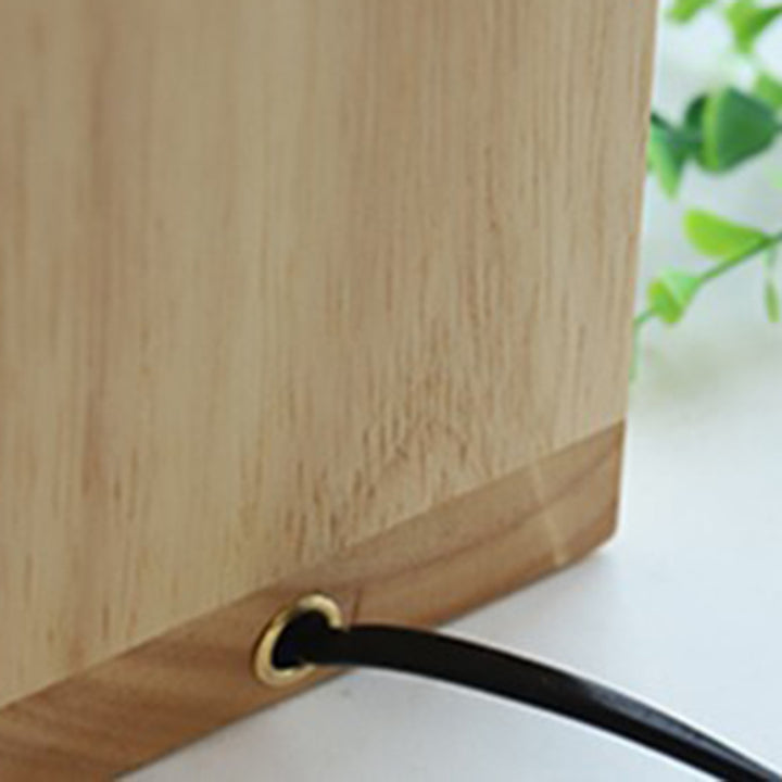 Traditionelle Bauernhaus Metall Gummi Geometrische Linie Zylinder Holz 1-Licht Schmelzwachs Tischlampe für Schlafzimmer 