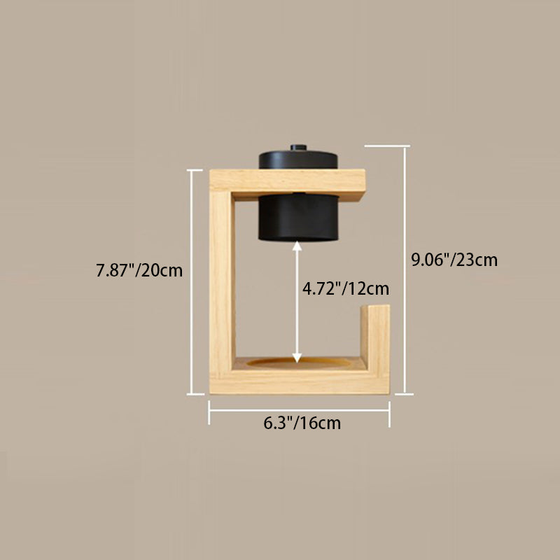 Traditionelle Bauernhaus Metall Gummi Geometrische Linie Zylinder Holz 1-Licht Schmelzwachs Tischlampe für Schlafzimmer 
