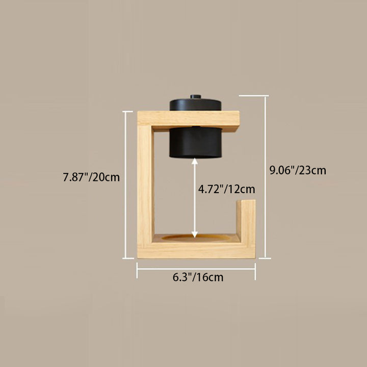 Traditionelle Bauernhaus Metall Gummi Geometrische Linie Zylinder Holz 1-Licht Schmelzwachs Tischlampe für Schlafzimmer 