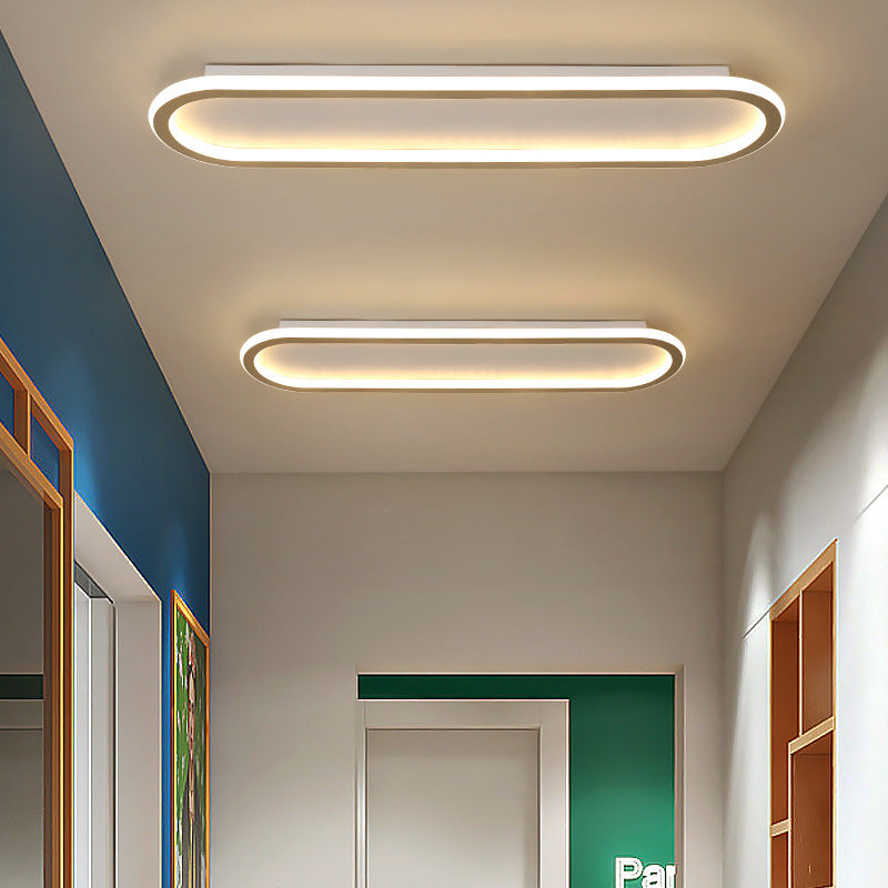 Modern Minimalist Iron Silica Elliptical Strip LED Flush Mount Ceiling Light For Hallway