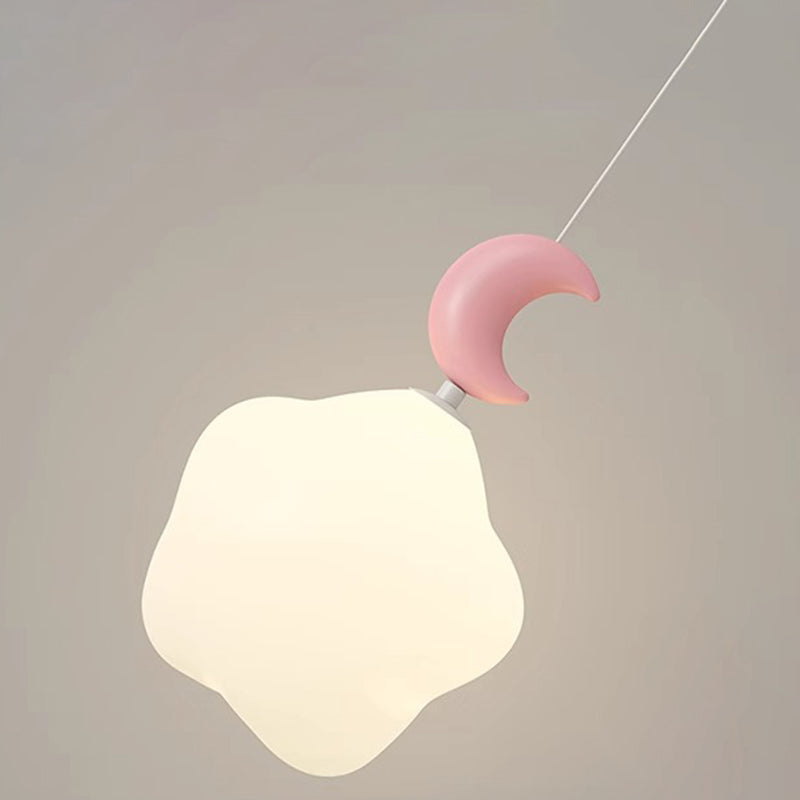 Lustre suspendu LED en fer nordique contemporain PE étoile lune nuage pour chevet 