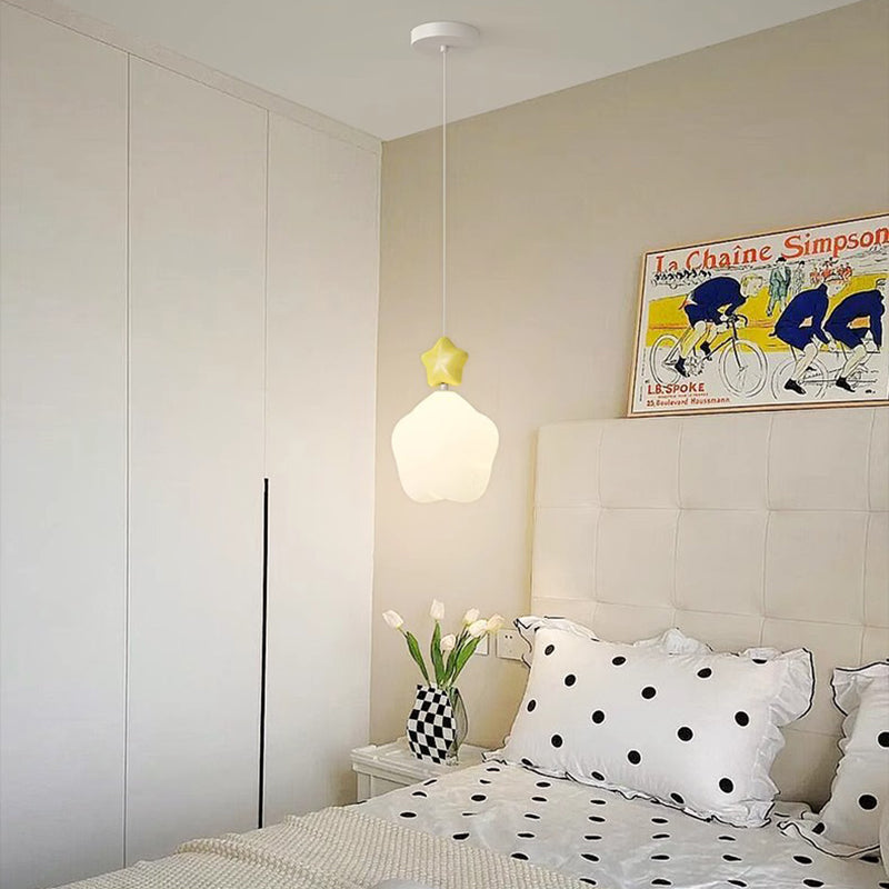 Lustre suspendu LED en fer nordique contemporain PE étoile lune nuage pour chevet 