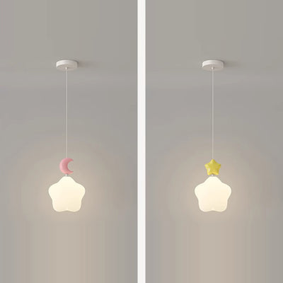 Lustre suspendu LED en fer nordique contemporain PE étoile lune nuage pour chevet 