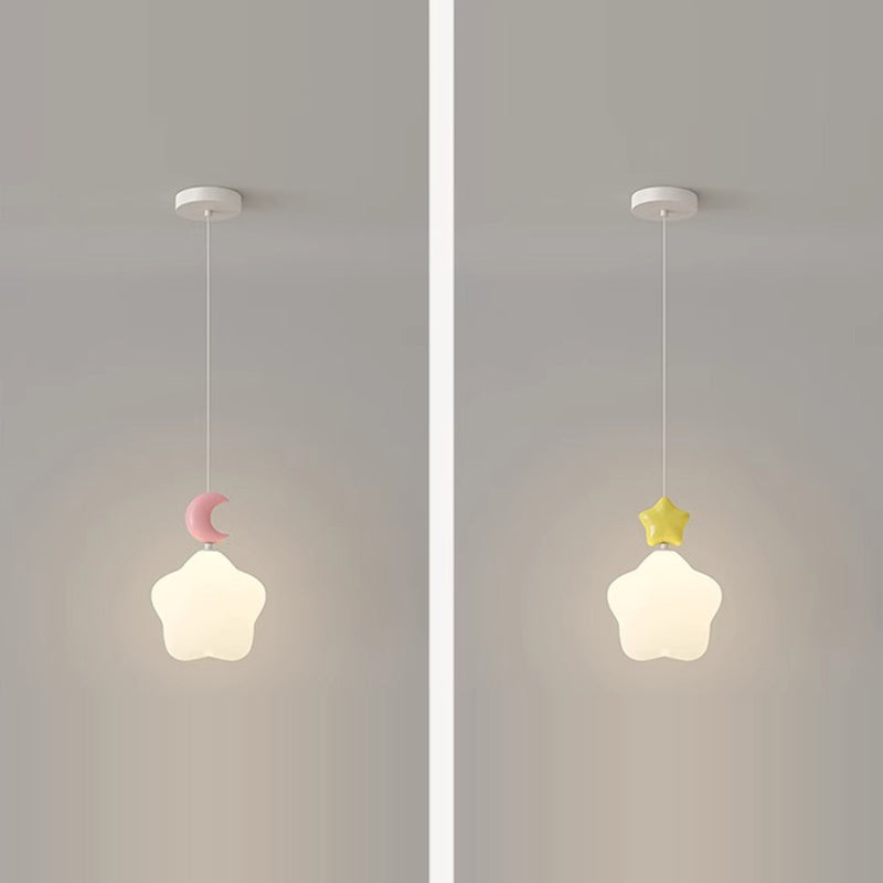 Lustre suspendu LED en fer nordique contemporain PE étoile lune nuage pour chevet 