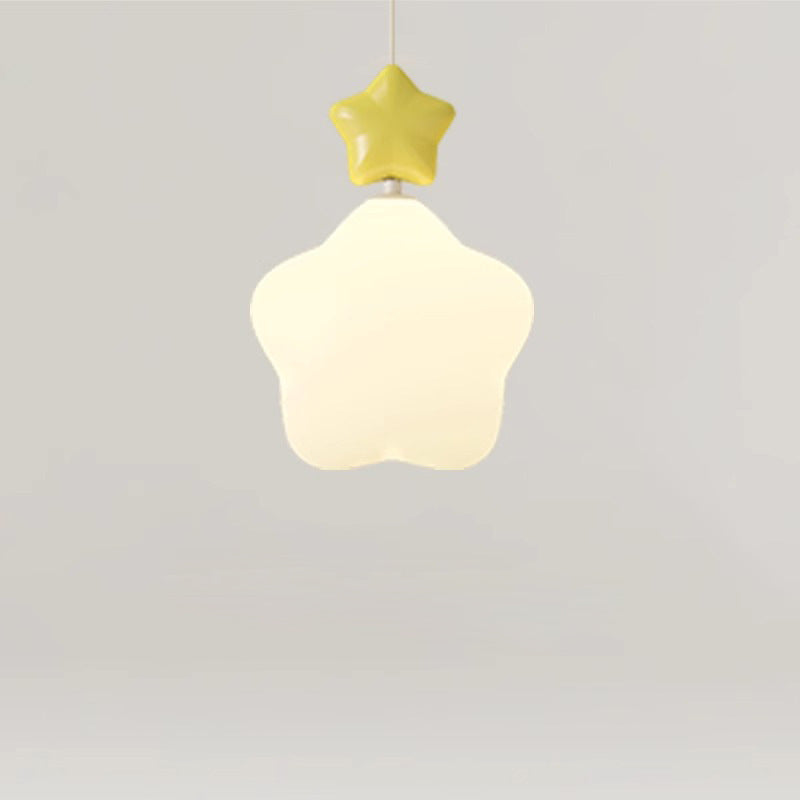Lustre suspendu LED en fer nordique contemporain PE étoile lune nuage pour chevet 