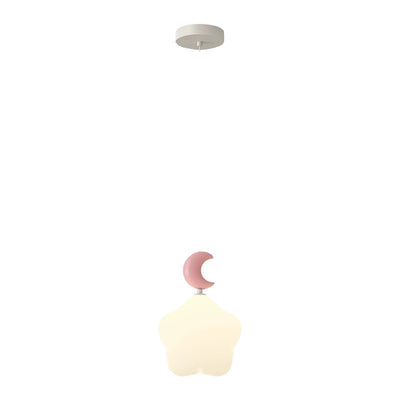 Lustre suspendu LED en fer nordique contemporain PE étoile lune nuage pour chevet 