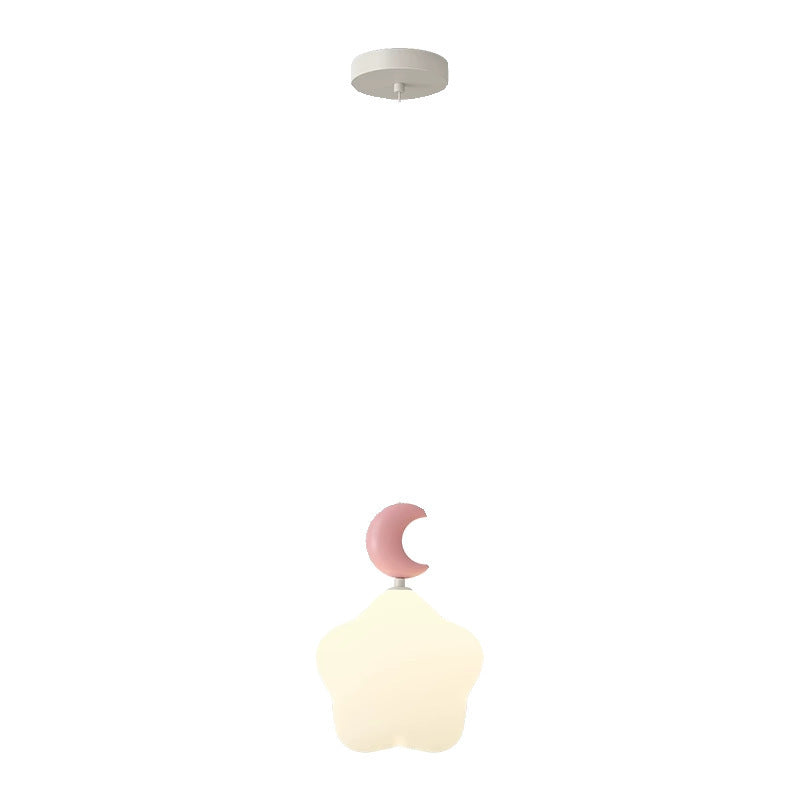 Lustre suspendu LED en fer nordique contemporain PE étoile lune nuage pour chevet 