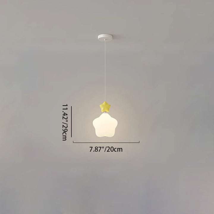 Contemporary Nordic Iron PE Star Moon Cloud LED Pendant Light For Bedside