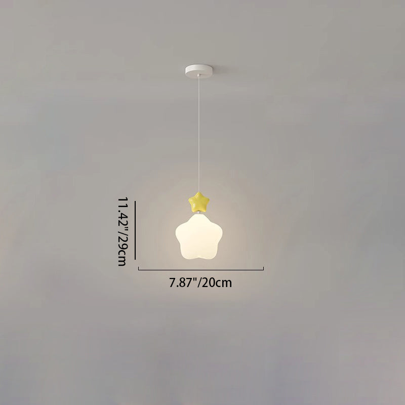 Lustre suspendu LED en fer nordique contemporain PE étoile lune nuage pour chevet 