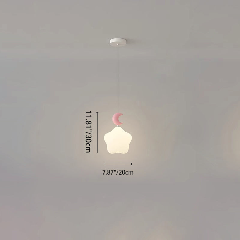Lustre suspendu LED en fer nordique contemporain PE étoile lune nuage pour chevet 