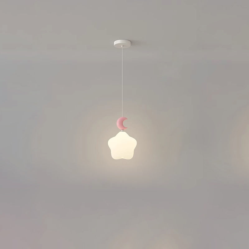 Lustre suspendu LED en fer nordique contemporain PE étoile lune nuage pour chevet 