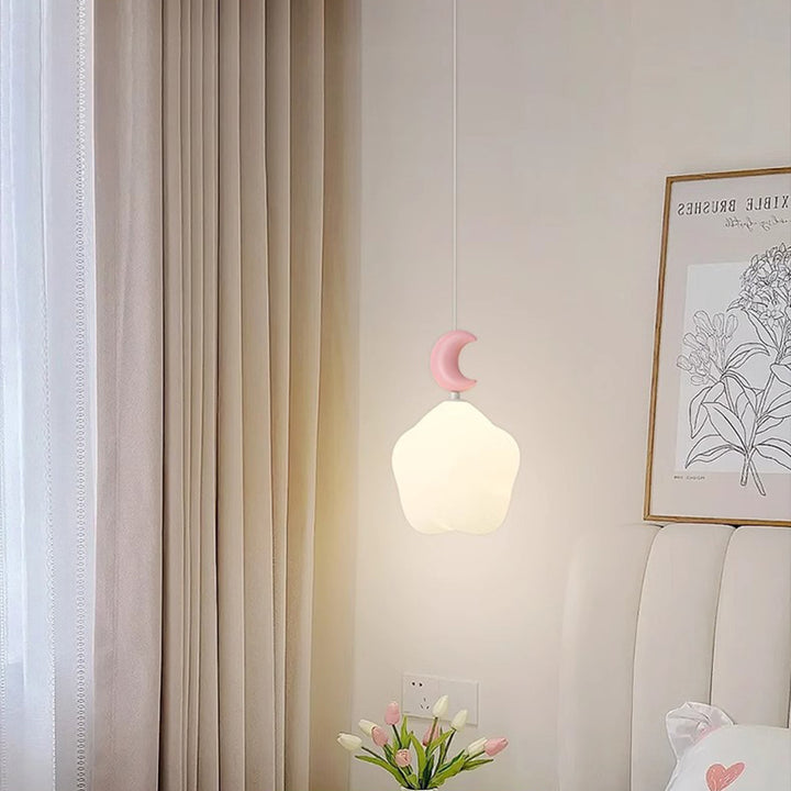 Lustre suspendu LED en fer nordique contemporain PE étoile lune nuage pour chevet 