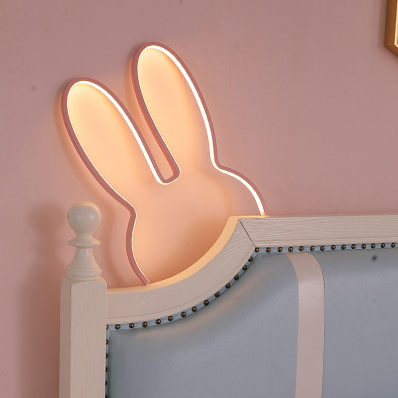 Zeitgenössische kreative Kinder Metall USB Hasenohren hängende LED Wandleuchte für Schlafzimmer 