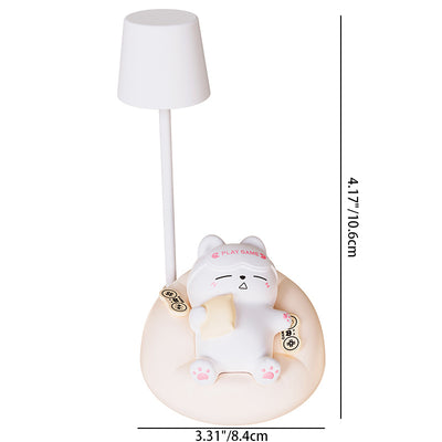 Lampe de table LED en forme de chat dormant rechargeable créative contemporaine en ABS PVC, veilleuse pour chevet 