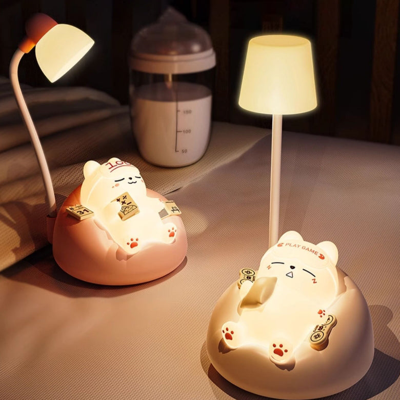Lampe de table LED en forme de chat dormant rechargeable créative contemporaine en ABS PVC, veilleuse pour chevet 